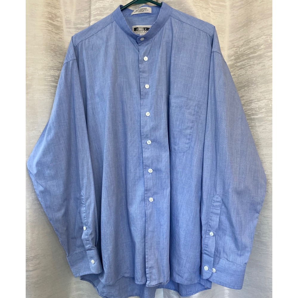 J. T.‎ BECKETT Men's Blue Band Collar Long Sleeve Button Down Shirt 17 34/35